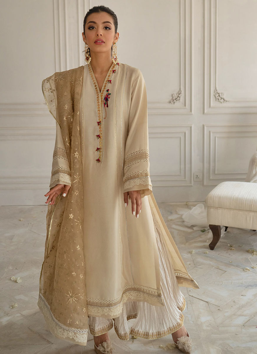 Stone Silk Shirt And Dupatta