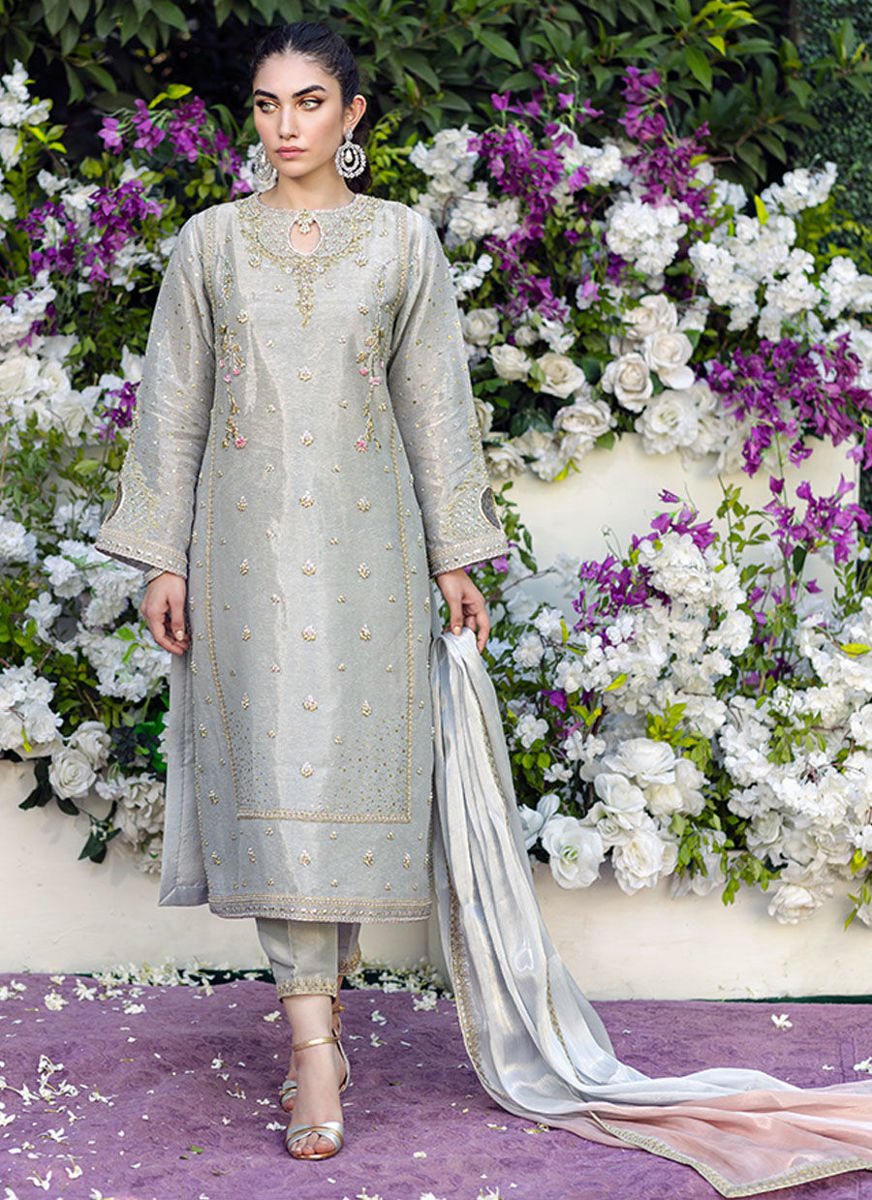 Nova Silver Shirt And Dupatta