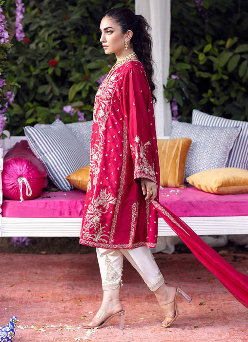 Isla Crimson Shirt And Dupatta