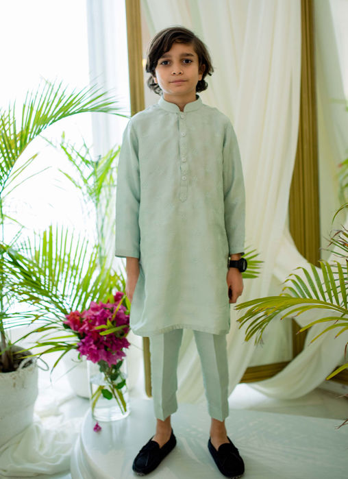 Picture of Mini Mint Silk Kurta