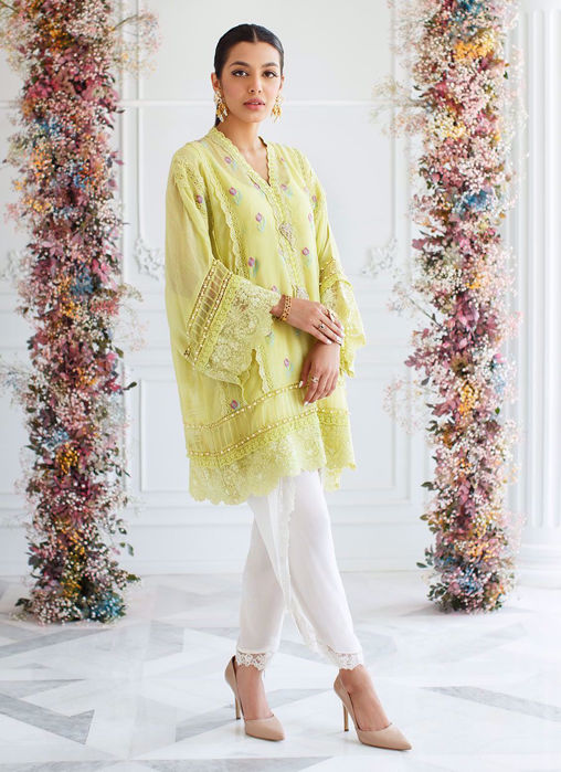 Picture of Lace Overlap Crepe Silk Shalwar