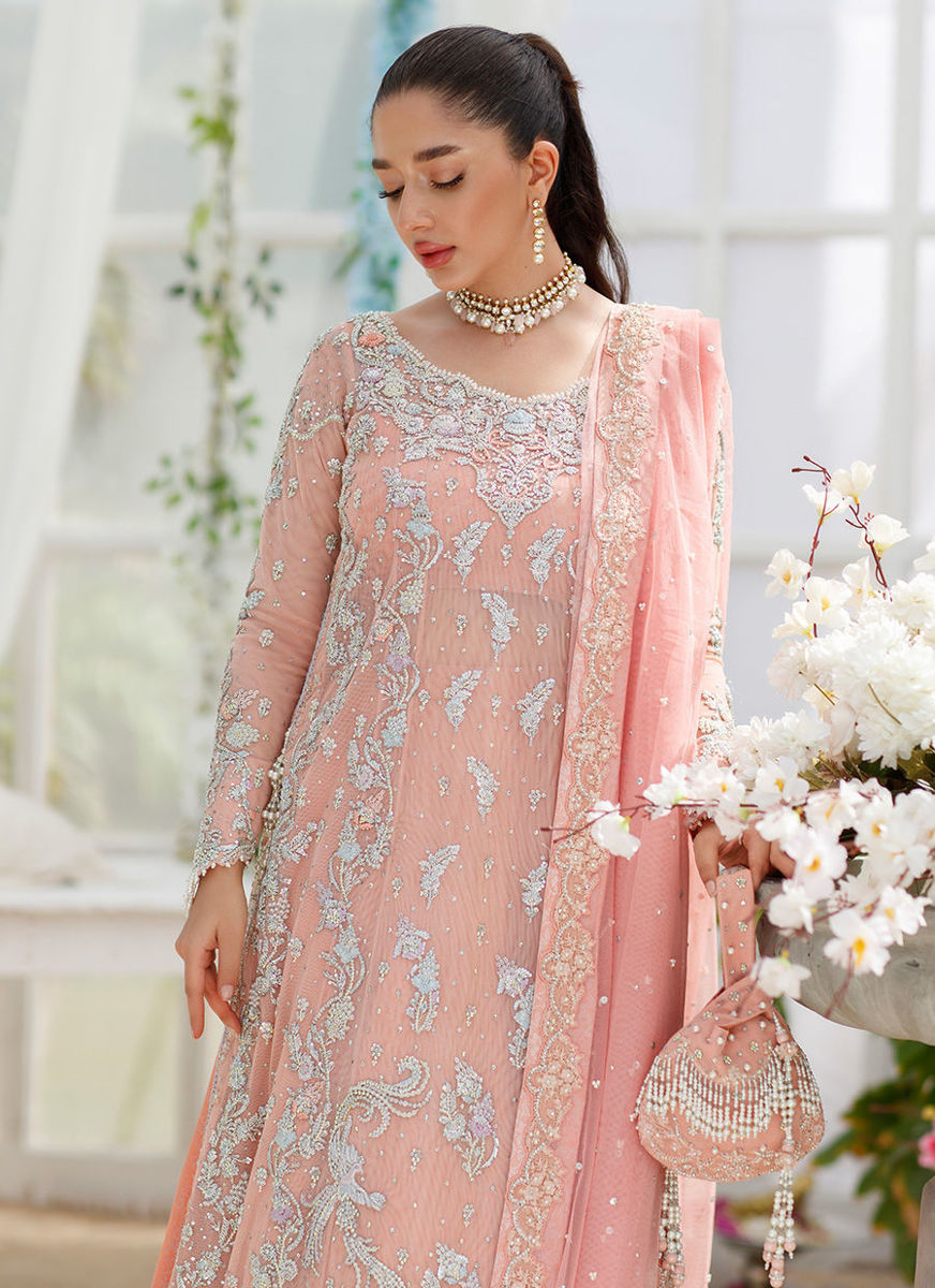 Cora Coral Peach Paneled Shirt With Embellished With Crush Flair Mazi