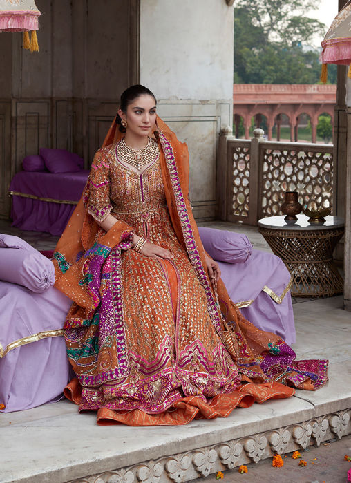 Imaan Mehndi Rust Kalidaar Bridal