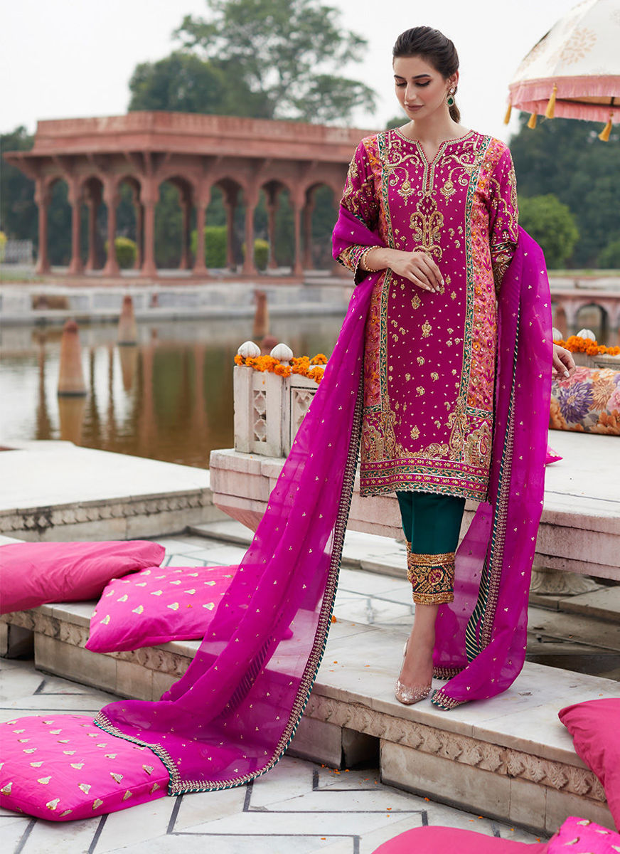 Zahra Mehndi Magenta Bp Kurta