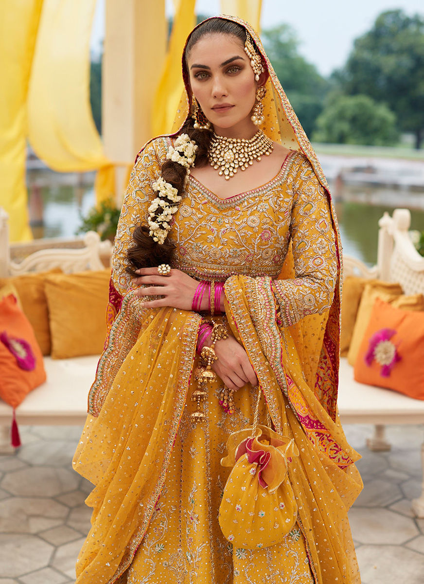 Marigold Bridal Lengha Choli