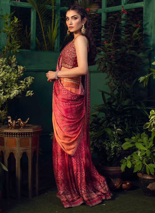 Parisa Draped Ombre Langha Saree