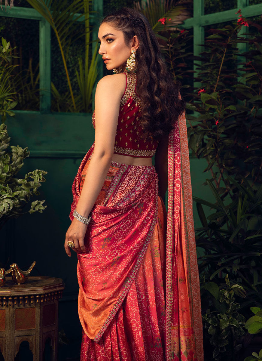Parisa Draped Ombre Langha Saree