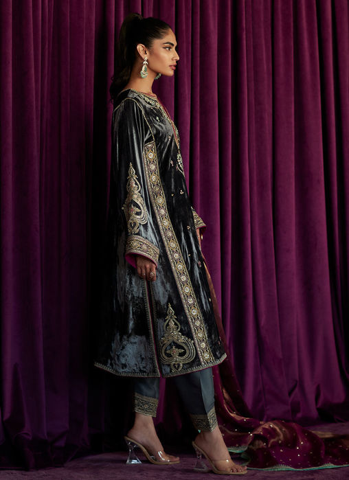 Salma Silver Shirt And Dupatta