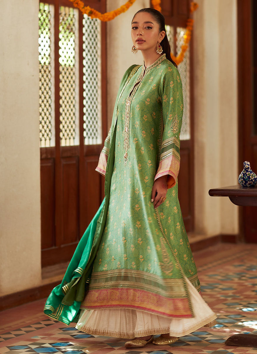 Rina Green Shirt And Dupatta