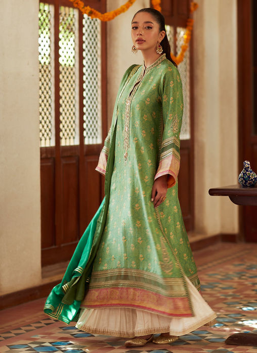 Rina Green Shirt And Dupatta