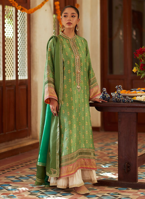 Rina Green Shirt And Dupatta