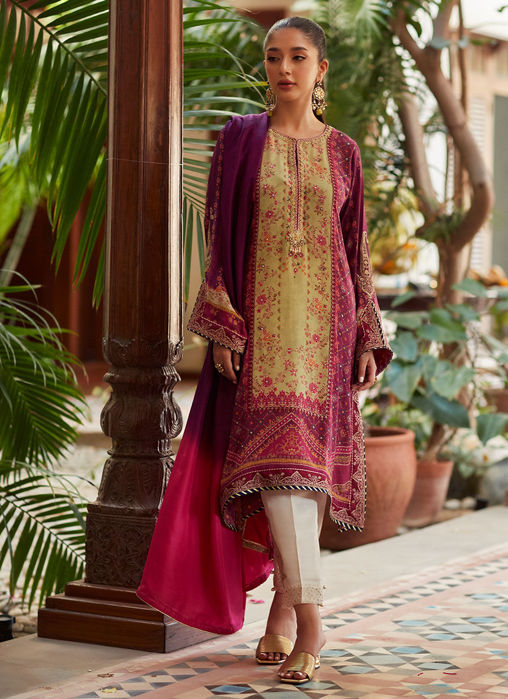 Jia Plum Shirt And Dupatta
