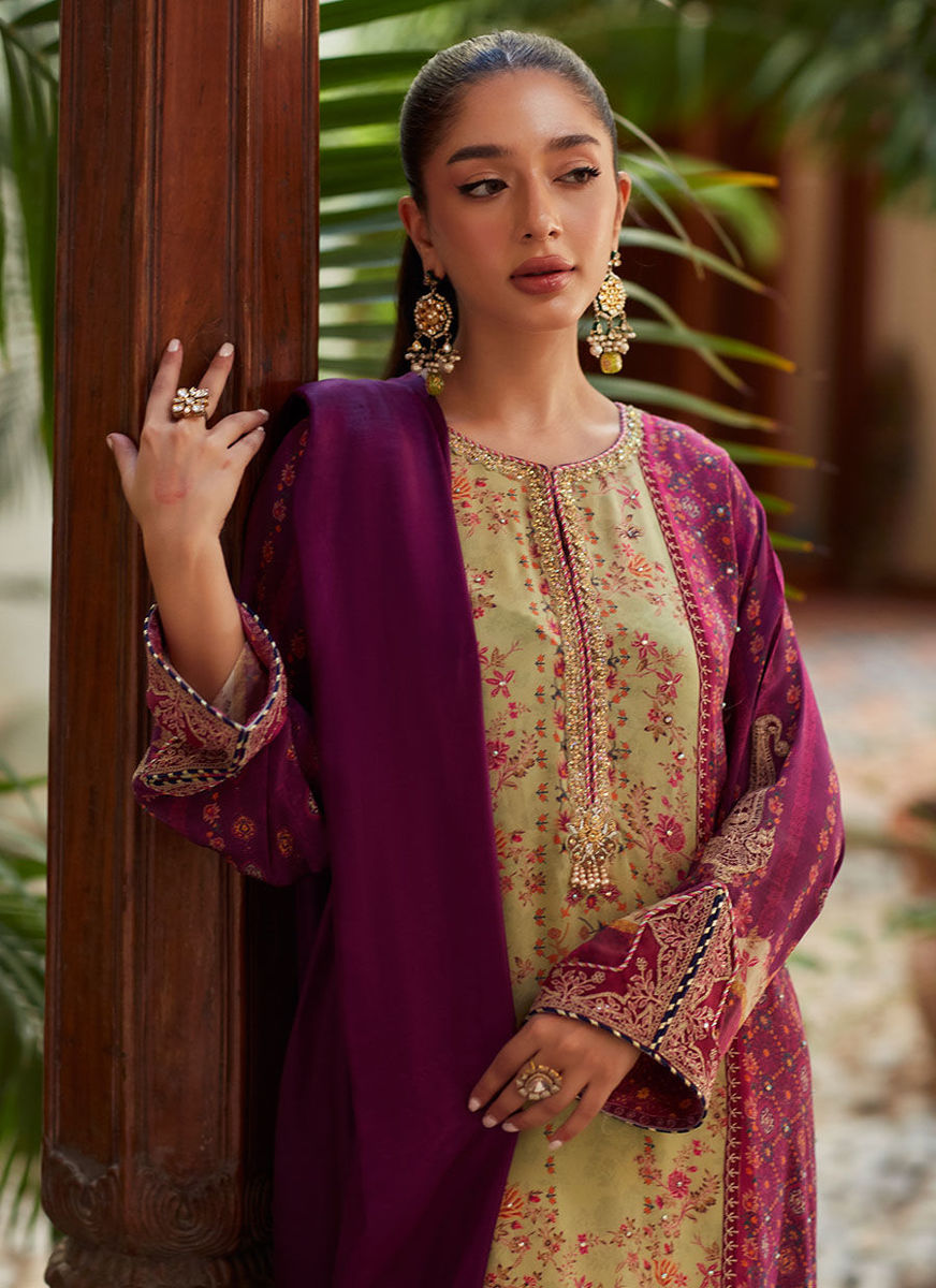 Jia Plum Shirt And Dupatta