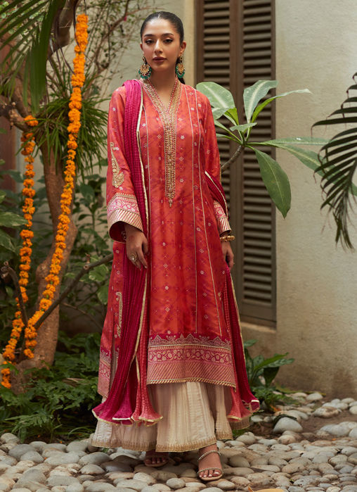 Picture of Jonie Tangerine Kurta And Dupatta