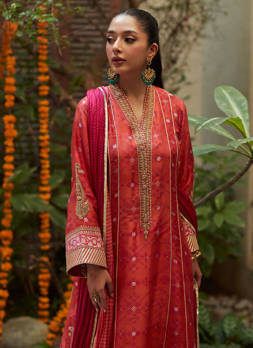 Jonie Tangerine Kurta And Dupatta