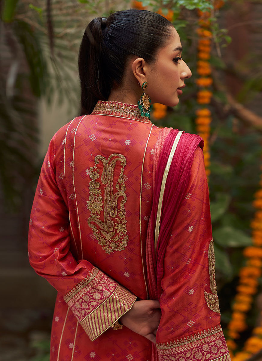 Jonie Tangerine Kurta And Dupatta