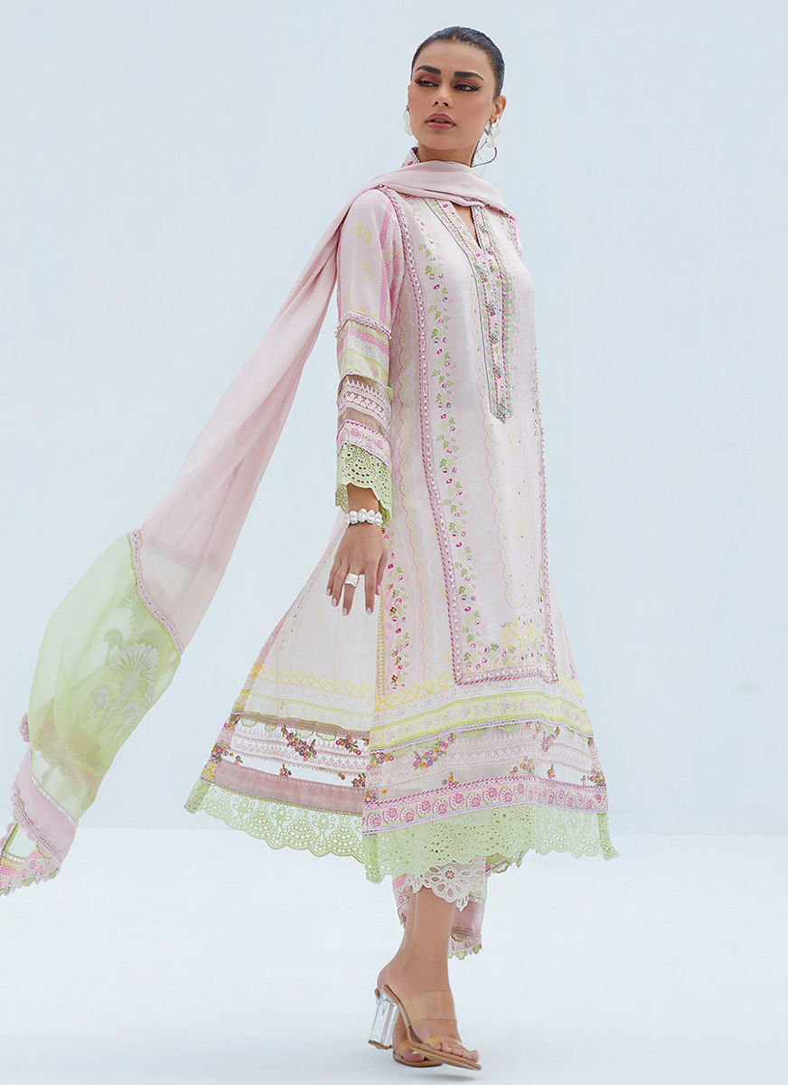Delphi Pink Shirt And dupatta