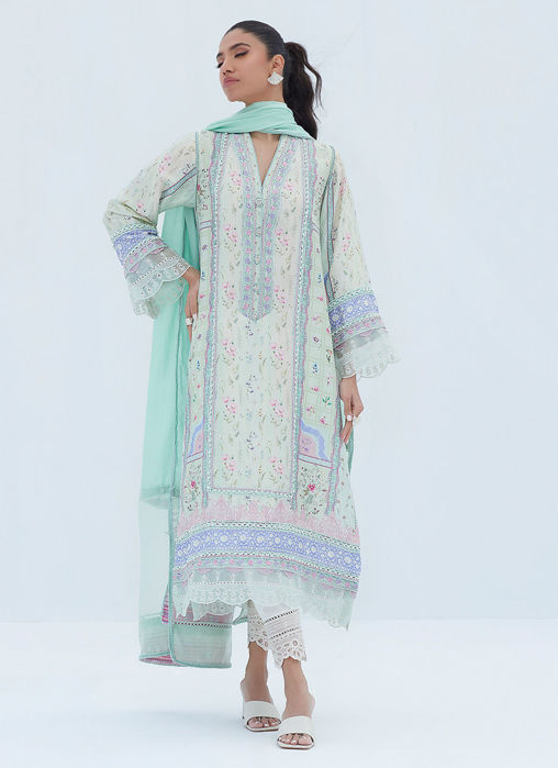 Amanda Aqua Shirt And Dupatta