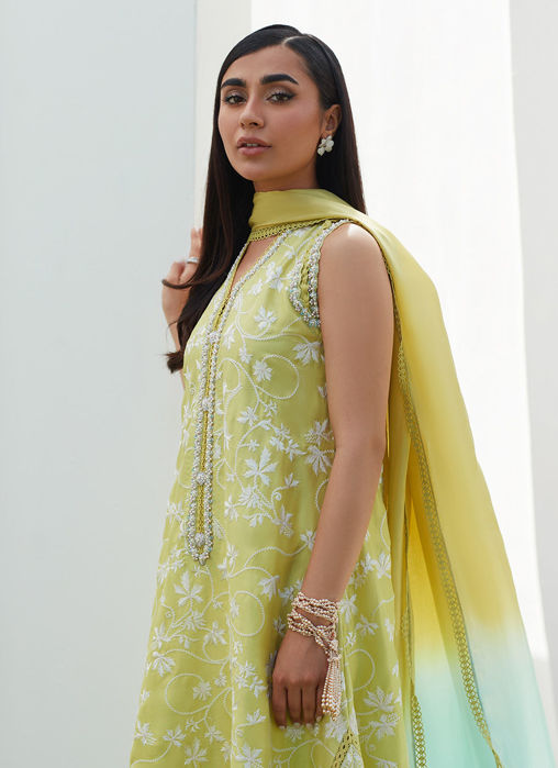 Pear Embroidered Silk Shirt And Dupatta