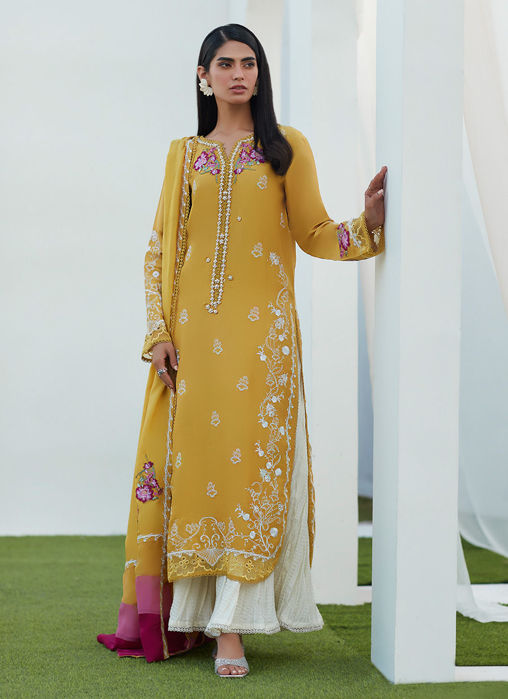 Picture of Tinsley Kiwi Embroidered Silk Shirt And Dupatta