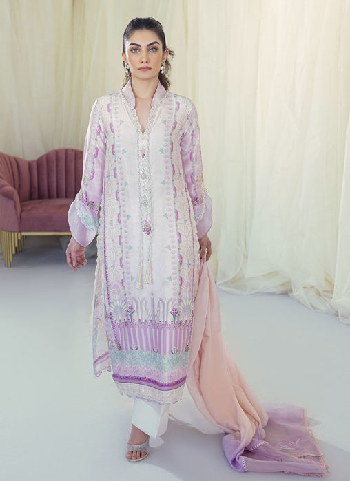 Maude Lavender Silk Shirt And Dupatta