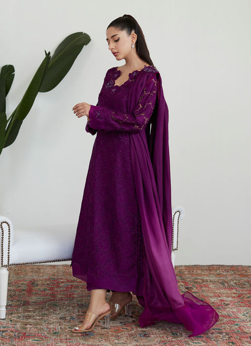 Sangria Silk Cutwork Shirt With Pre Draped Dupatta