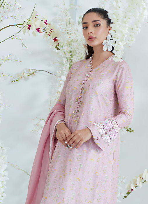Sansa Chai Pink Shirt With Ombre Dupatta