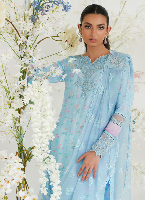 Celia Blue Shirt With Pre Draped Dupatta