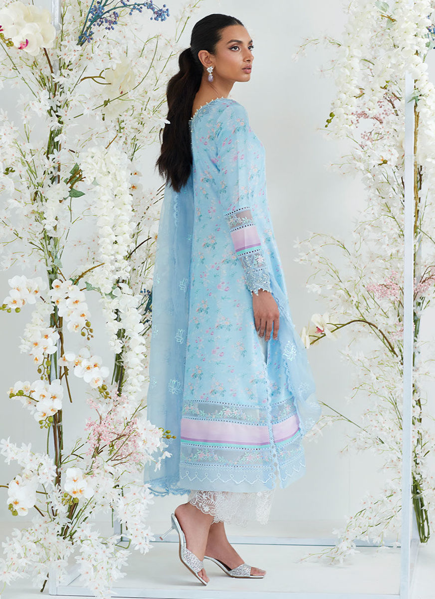 Celia Blue Shirt With Pre Draped Dupatta
