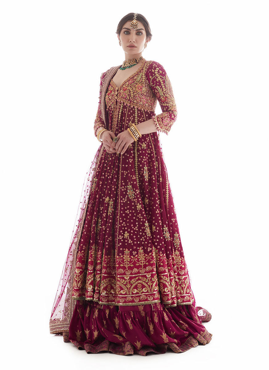 Modern Meenakari Magenta Kalidaar
