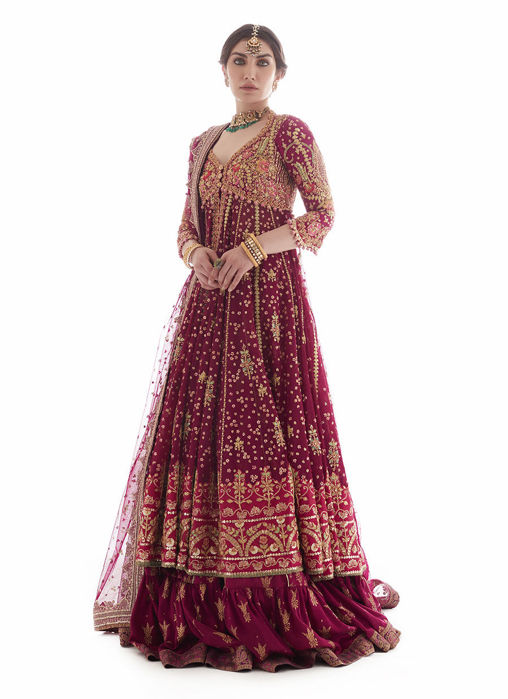 Modern Meenakari Magenta Kalidaar