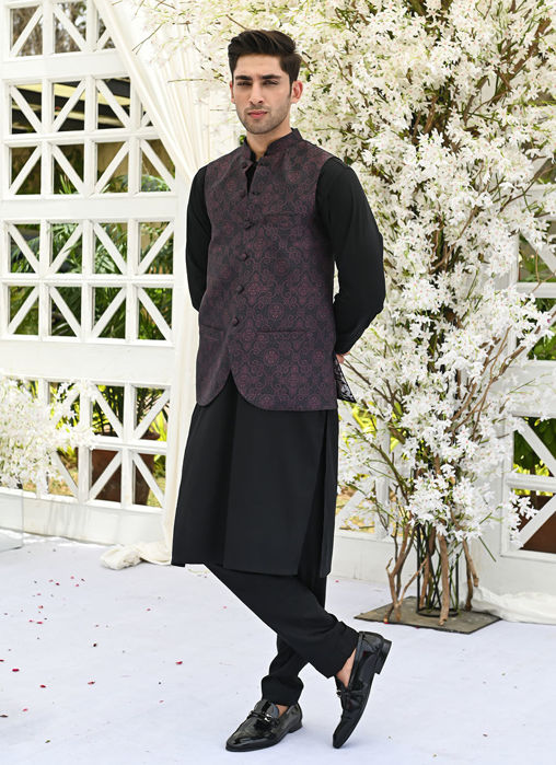 Leila Black Printed Waistcoat