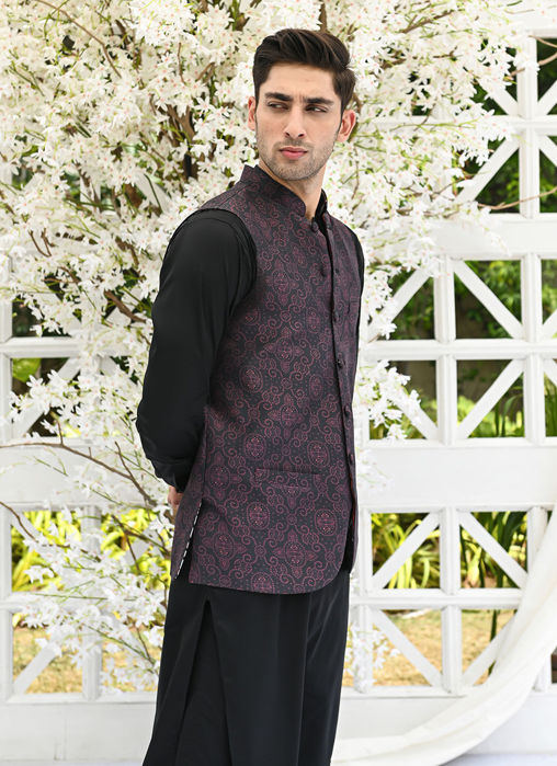 Leila Black Printed Waistcoat