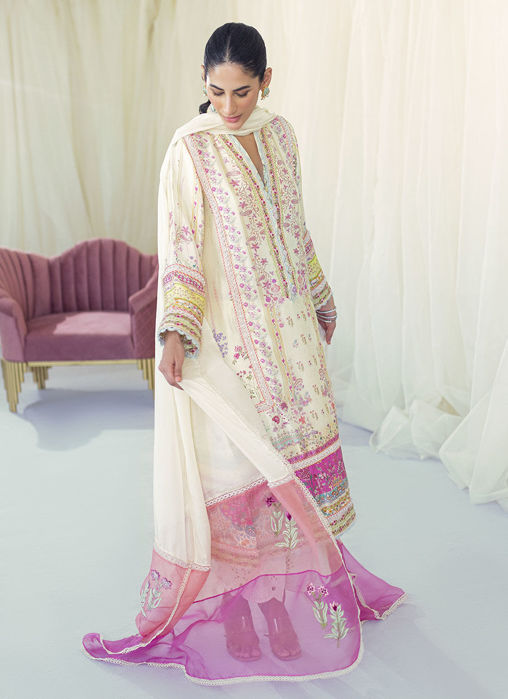 Lia Lemon Silk Shirt And Dupatta