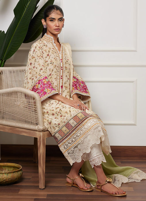 Sheena Ivory Shirt And Dupatta