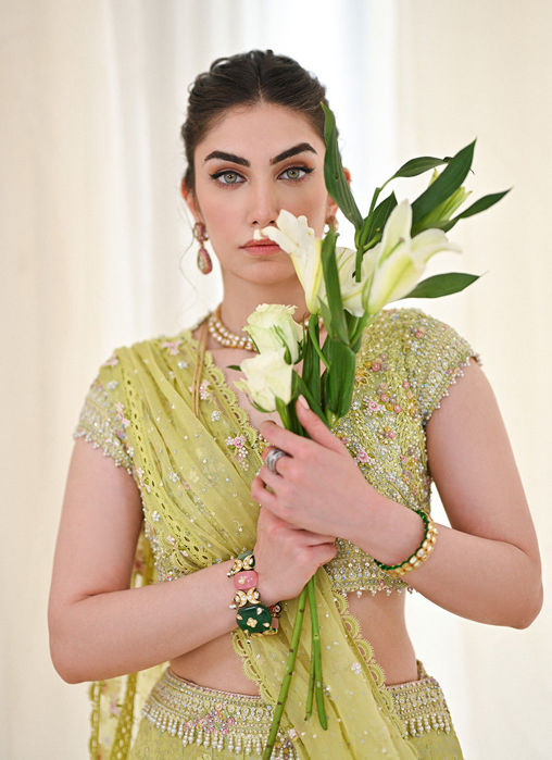 Kiki Kiwi Lengha Choli With Draped Dupatta