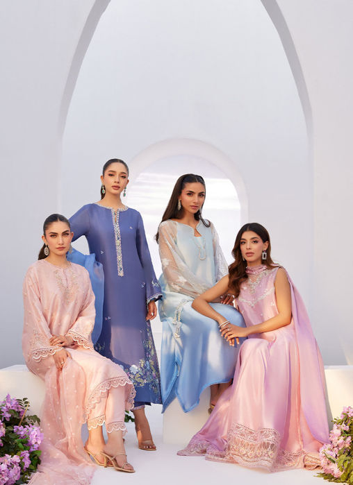 Alo Blue Embroidered Shirt And Dupatta