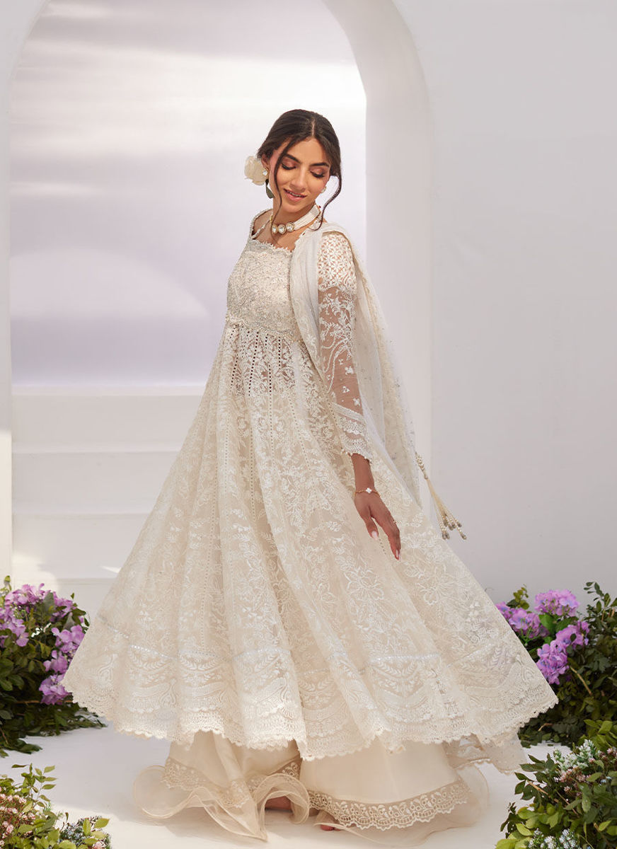 Maelle Ivory Embroidered And Embellished Kalidaar
