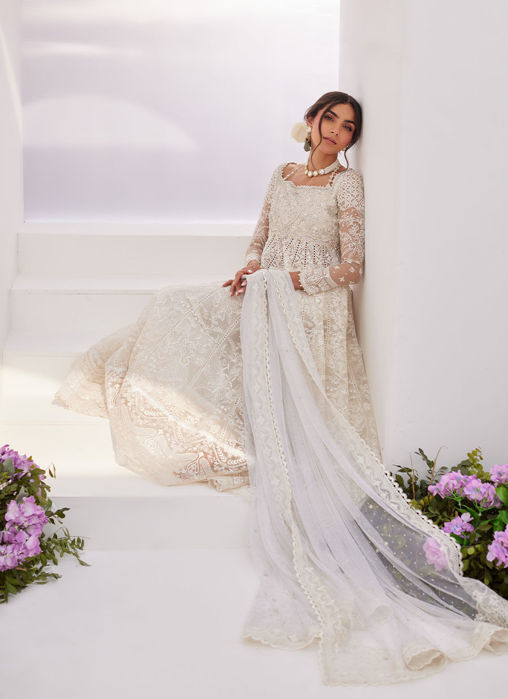 Maelle Ivory Embroidered And Embellished Kalidaar