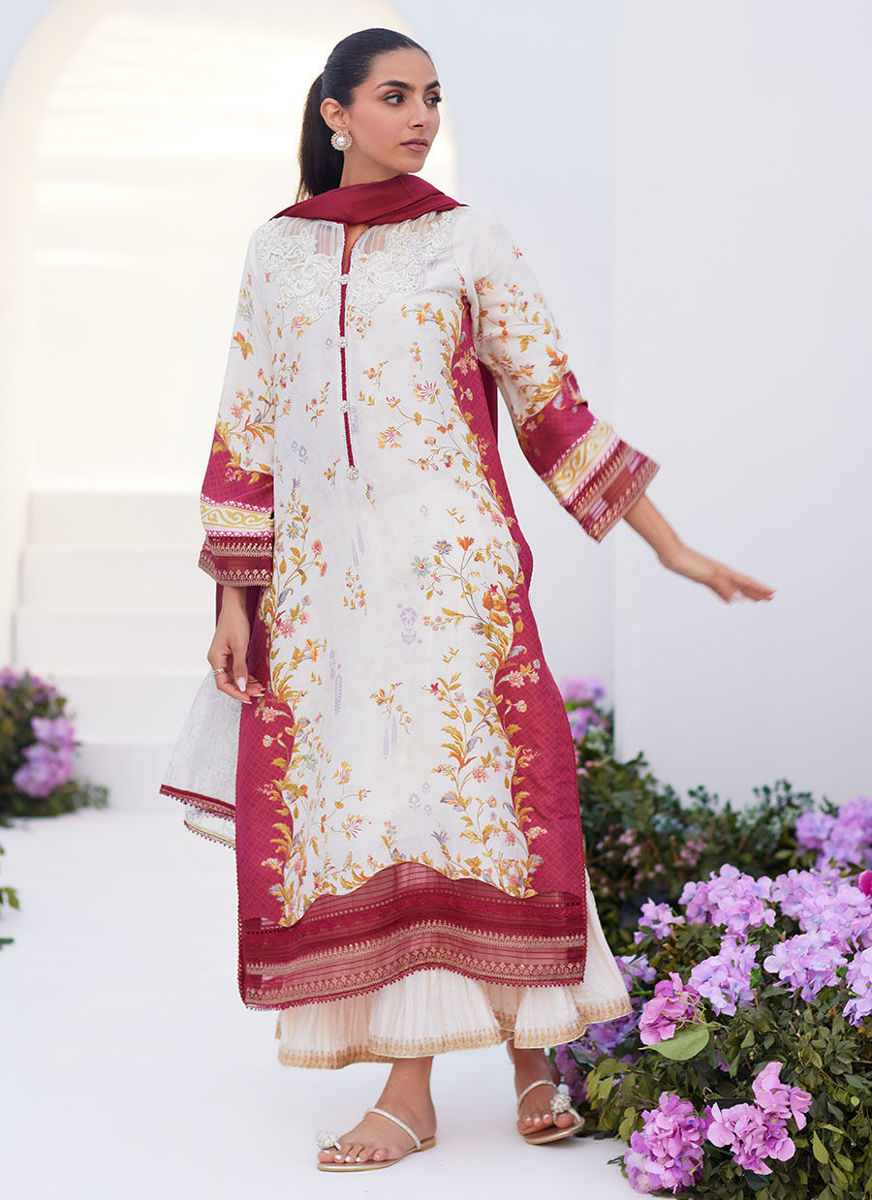 Sangria Trellis Shirt And Dupatta