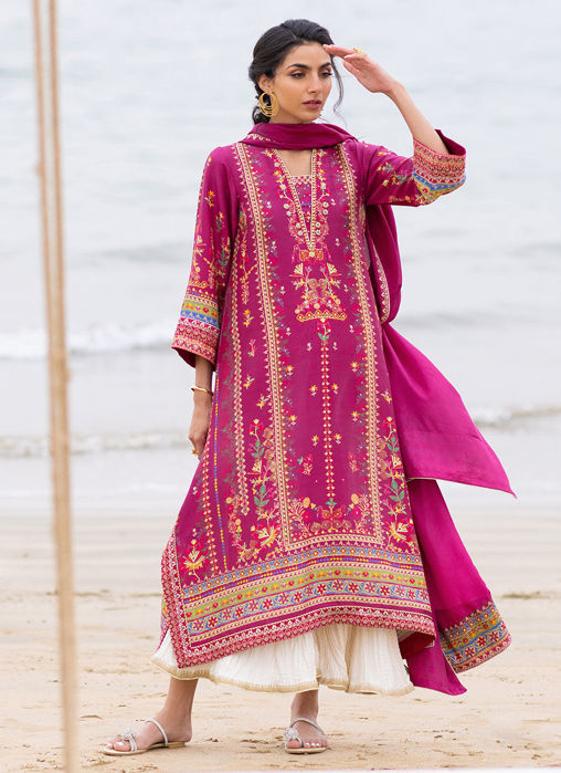 Aelia Magenta Kurta And Dupatta