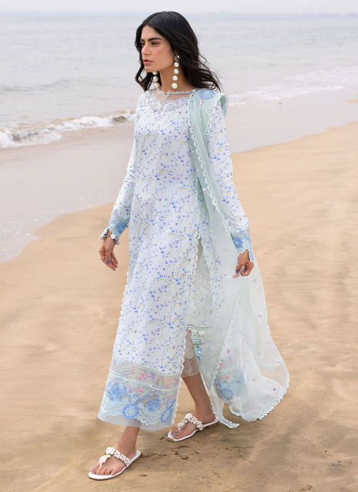 Skye Ice Blue Shirt And Pre-Draped Dupatta