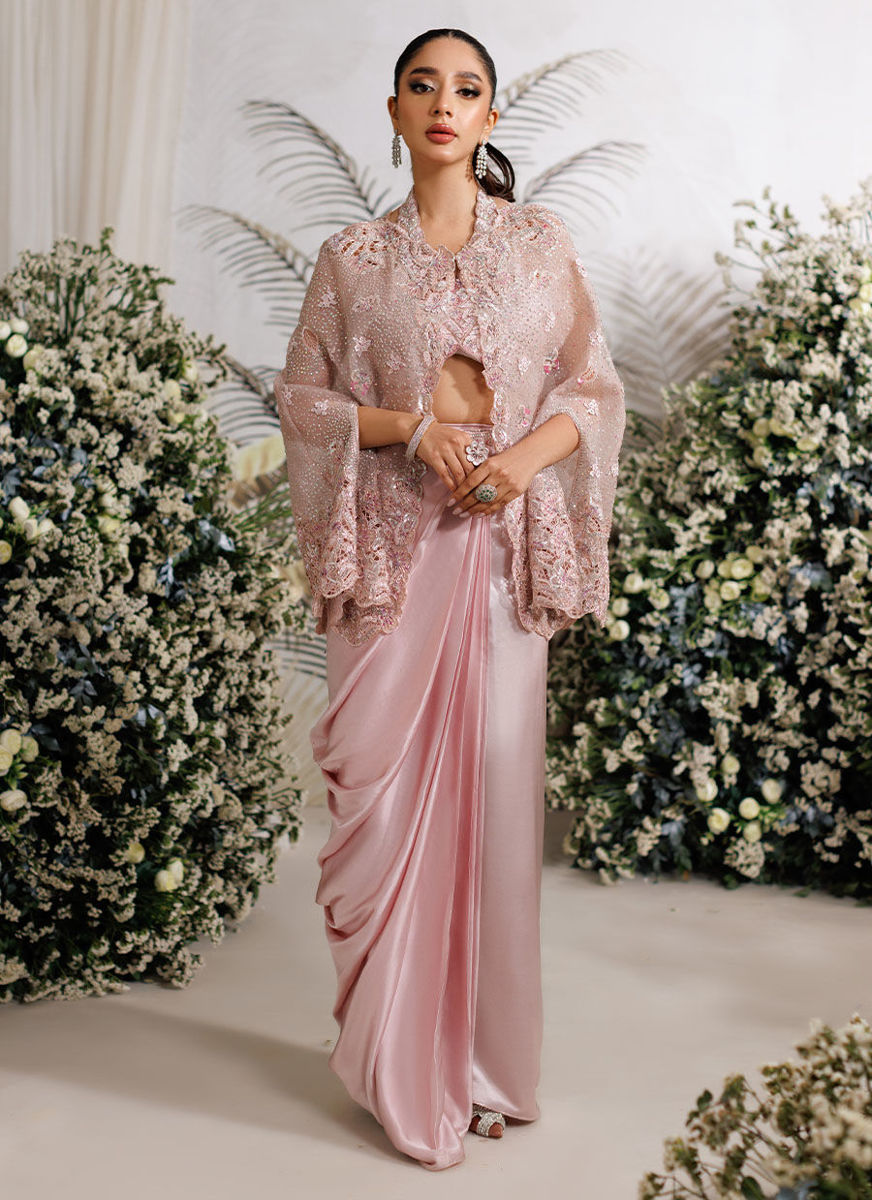 Eris Organza Cape with Pre-Draped Skirt