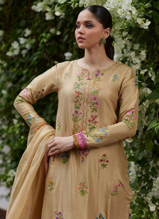 Sintra Embroidered Raw Silk Shirt And Dupatta