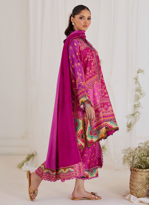 Luz Magenta Shirt And Dupatta