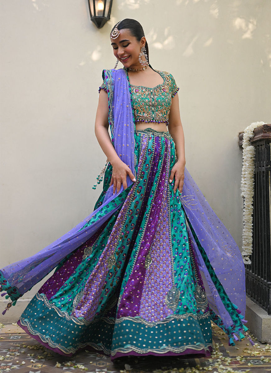 Bluebell Sea Green Block Printed Lehenga Choli