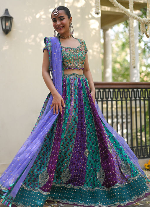 Bluebell Sea Green Block Printed Lehenga Choli