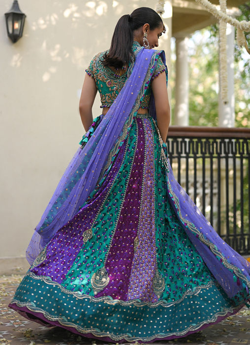 Bluebell Sea Green Block Printed Lehenga Choli