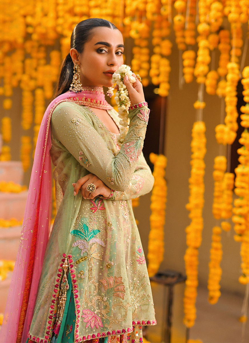 Marina Short Shirt Over Block Printed Lengha Choli