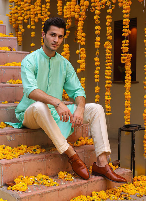 Logan Aqua Kurta For Men
